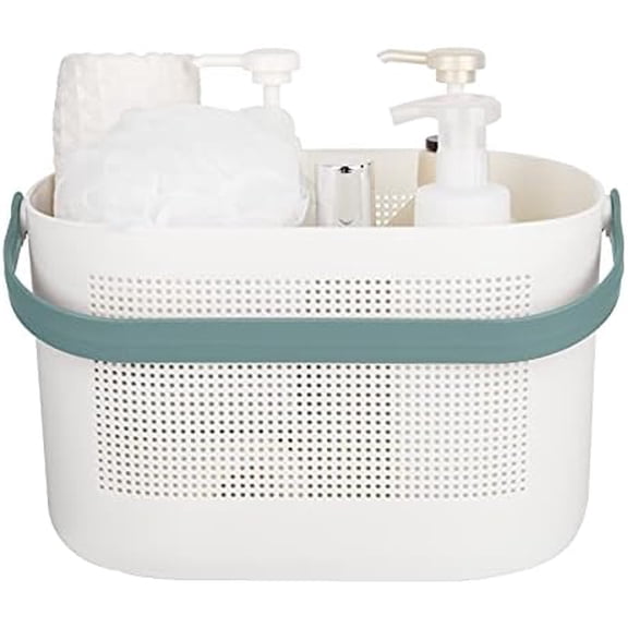 Plastic Storage Baskets with Handles, Shower Caddy Shelf Organizers Basket for Bathroom, Kitchen, Dorm Room, Green
