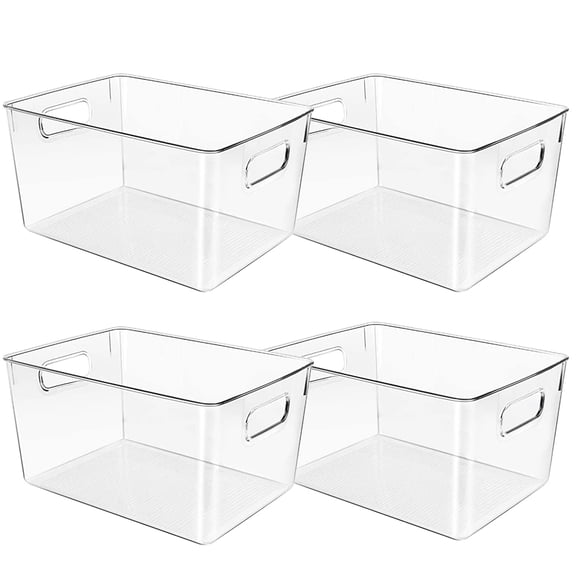 Plastic Storage Bin 4 Count 11 X 7.5 X 6 Inch Home Organization