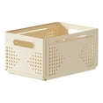 thumbnail image 1 of Plastic Storage Bin | Collapsible Storage Basket for Home Kitchen and Desk Organization, 11X4X3 in Cream Plastic Storage Container, 1 of 6