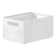 thumbnail image 1 of Plastic Storage Bin | Collapsible Storage Organizer for Kitchen Cabinets, Pantry, Desktop, 11X8X6 in White Storage Bin, 1 of 6