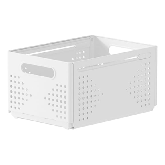 Plastic Storage Bin | Collapsible Storage Organizer for Pantry, 11X4X3 in White Storage Bin for Home Use
