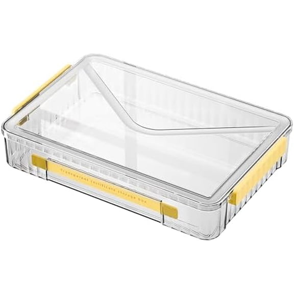 Plastic Storage Bin with Lid Portable Project Case with Handle Clear Storage Box Transparent File Document Protector Stackable Container for A4 Letter Paper Photo Crafts Scrapbook