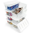 Plastic Storage Bin with Lids,Stackable Shoe Boxes and SeeThrough