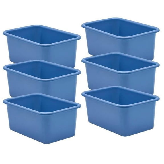 Plastic Storage Bin, Slate Blue - Small - Pack of 6