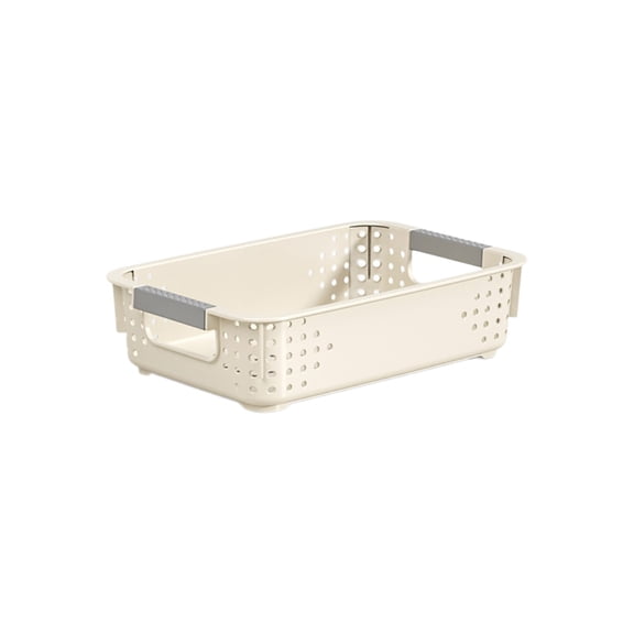 Plastic Storage Bin, Stackable Organizer Box, Household Container with Handle, 5 Sizes White Storage Case for Kitchen Pantry Bathroom Wardrobe Arrangement