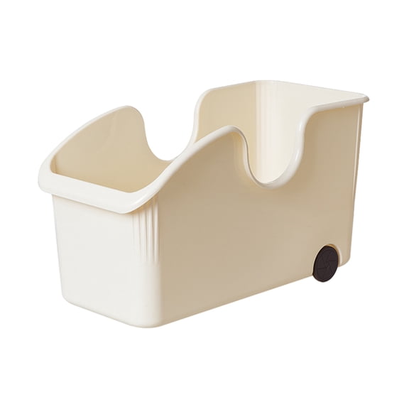 Plastic Storage Bin With Wheels Pull Out Organizer Box For Kitchen Cabinets White 15.3x8.2x7.4 Inches