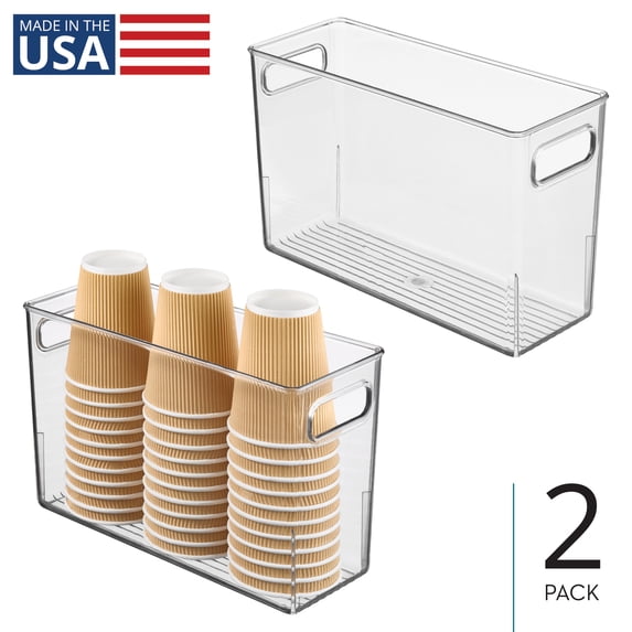 Plastic Storage Bin with Handles - Ideal for Kitchen, Bathroom, or Home Office Storage and Organization - Made in USA