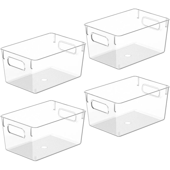 Plastic Storage Bins 10 X 7.3 X 5 Inch 4 Count Home Kitchen Pantry Refrigerator Organization