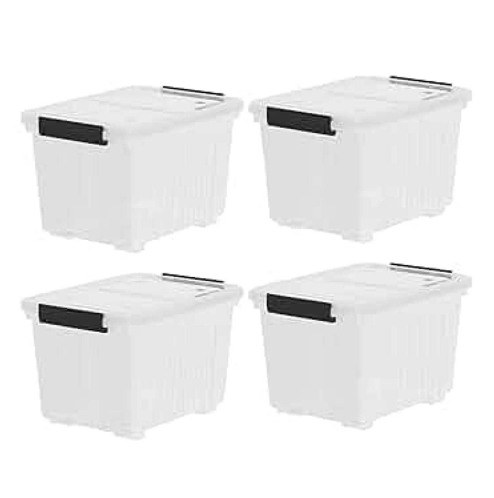 Plastic Storage Bins 35 Quart 4-Pack - Stackable Storage Containers ...