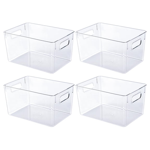 Plastic Storage Bins 4pack 11.2"Lx 7.5"W x 6" H Pantry Kitchen Organization