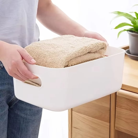 Plastic Storage Bins and Baskets, Large Plastic Storage Box Desktop Organizer for Cosmetics, Snacks, and Kitchen Supplies, Drawer Storage Container for Home Organization, A