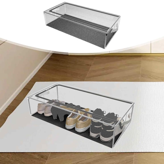 Plastic Storage Bins,Baskets for Organizing,Storage Baskets for Bathroom,PVC Shoe Storage Box,Transparent Shoe Box,Large Thickened Home Bed Bottom,Foldable Installation Shoe Rack,Foldable Shoe Box