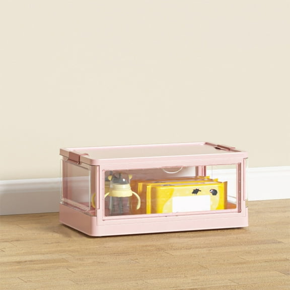 Plastic Storage Bins For Closet Organizers And Storage, Folding Storage Box, Stackable Storage Bins With Open Front Door, Storage Bins