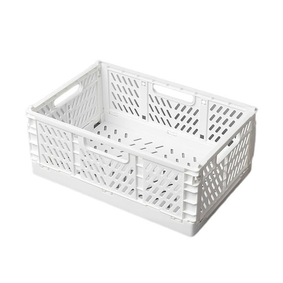 Plastic Storage Bins Large Foldable Basket Storage Containers Box for Classroom Kitchen Office Bedroom Desktop Home Decor (White)