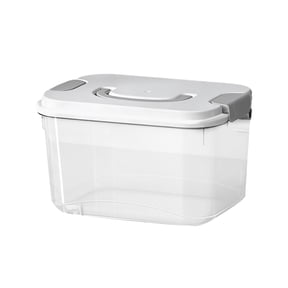 Plastic Storage Bins with Lids,1 Pack Storage Organizer,Stackable Storage Bins with Buckle-Up Latches and Handle Storage Container for Home Office Pantry Organization,BPA-Free Plastic(Clear 24x18cm)