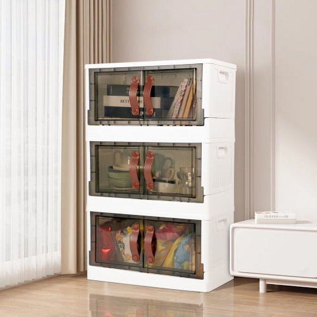 Simple Deluxe 200 Qt Plastic Storage Bins With Lids - 5 Pack Stackable Cabinet, Foldable With Wheels