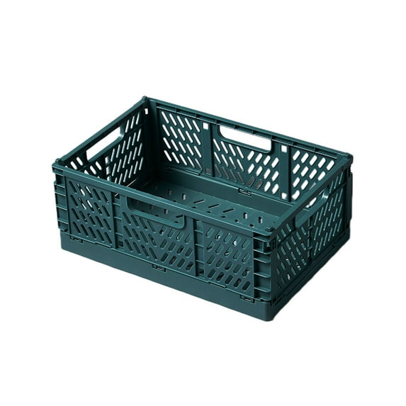 Plastic Storage Bins Medium Foldable Basket Storage Containers Box for Classroom Kitchen Office Bedroom Desktop Home Decor (Green)
