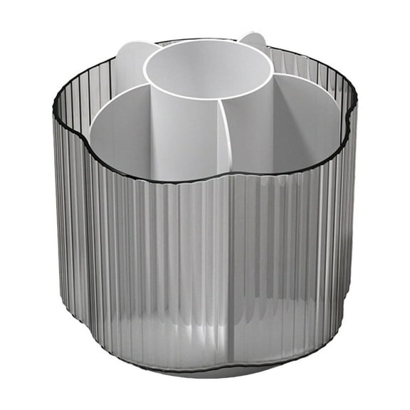 Plastic Storage Bins Rotating Cosmetics Storage Bin 5.5x5x5 Inches with Compartments, Compartment Storage Box Transparent Makeup Brush Lipstick Organizer