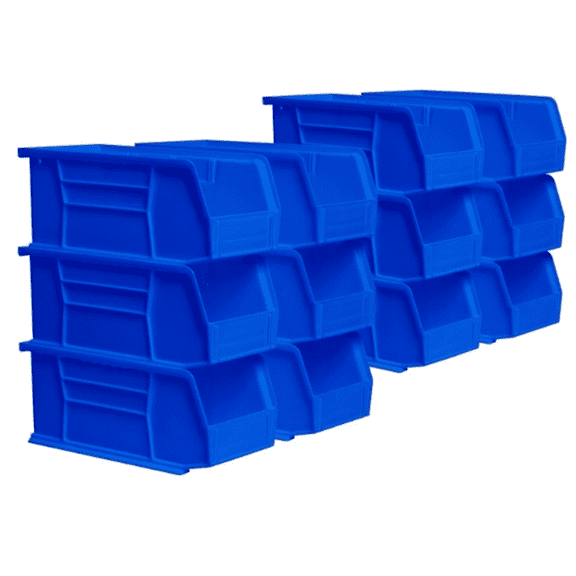 Plastic Storage Bins, Space-Saving Stackable Bins for Garage, Pantry, Craft Organization, 10.5 "L x 5.5 "W x 5"H, Blue,