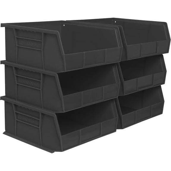 Plastic Storage Bins, Space-Saving Stackable Bins for Garage, Pantry, Craft Organization
