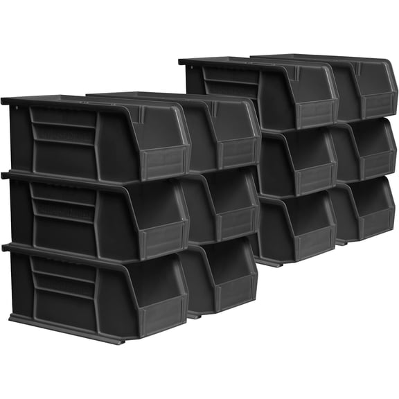 Plastic Storage Bins, Space-Saving Stackable Bins for Garage, Pantry, Craft Organization,
