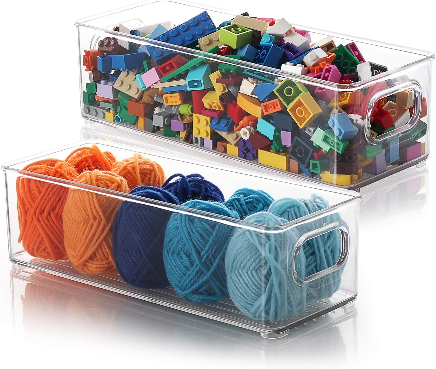 Plastic Storage Bins With Handles 2 Pack Kids Plastic Stackable Toy