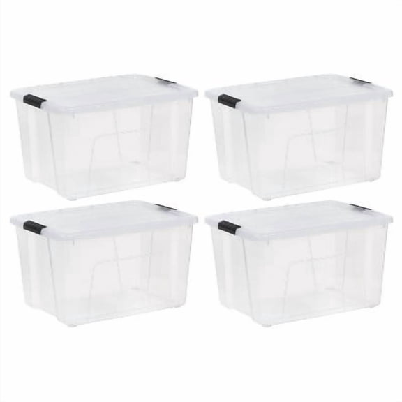 Plastic Storage Bins With Lids and Latching Buckles: Clear, Stackable, Portable Tote for Universal Storage