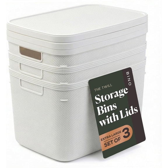 Plastic Storage Bins with Lids 20 Liter 3 Pack White