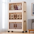 thumbnail image 1 of TINANA Plastic Storage Bins with Lids, 3 Tier 222QT Stackable Storage Containers with Wheels, Folding Closet Organizers for Living Room, Office, Dorm, 1 of 6