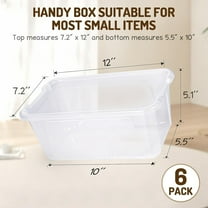 Plastic Storage Bins with Lids, Stackable Toy Organizer for Classroom, 5 Qt 6 Pack, Dog Toys Storage, Transparent Tubs