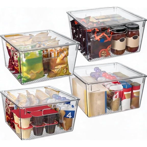 Plastic Storage Bins with Lids XL 4 Pack