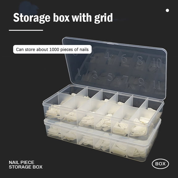 Plastic Storage Box Case Nail Art False Tips Gems 12 cell Makeup Empty Container