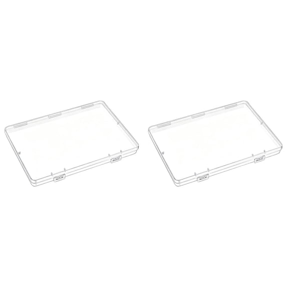 Plastic Storage Box,Flat Case Holder,Transparent Rectangular Plastic Storage Containers Box with Hinged Lid,7.32X5 Inch Flat Case,Rectangular Plastic Box for Craft Item,Jewelry,Small Item,Clear 2PCS