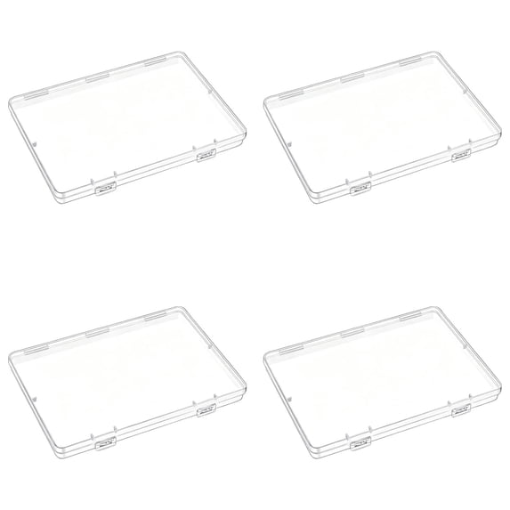 Plastic Storage Box,Flat Case Holder,Transparent Rectangular Plastic Storage Containers Box with Hinged Lid,7.32X5 Inch Flat Case,Rectangular Plastic Box for Craft Item,Jewelry,Small Item,Clear 4PCS