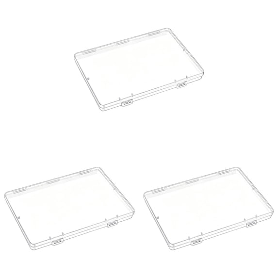 Plastic Storage Box,Flat Case Holder,Transparent Rectangular Plastic Storage Containers Box with Hinged Lid,7.32X5 Inch Flat Case,Rectangular Plastic Box for Craft Item,Jewelry,Small Item,Clear 3PCS