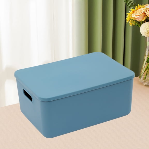 Plastic Storage Box with Lid and Handle Stackable Storage and Organizer Bin for Home Office Dormitory Organizing, 13.5x9.45x6.3in Cube Storage Boxes Organizer Containers Basket