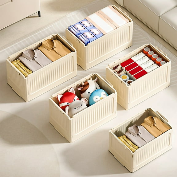 Plastic Storage Box with Lid Organizer for Home and Outdoor Use Folding Crate for Easy Transport and Space Saving Ideal for Garage Organization and Seasonal Decor Storage Akmoler