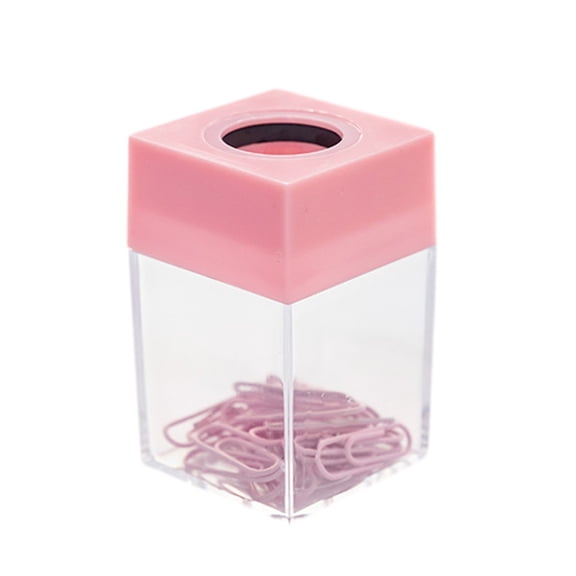 Plastic Storage Box for Paper Clips and Binder Clips With Magnetic Lid - 5-Pack Macaron Color Desk Organizer for Office Stationery