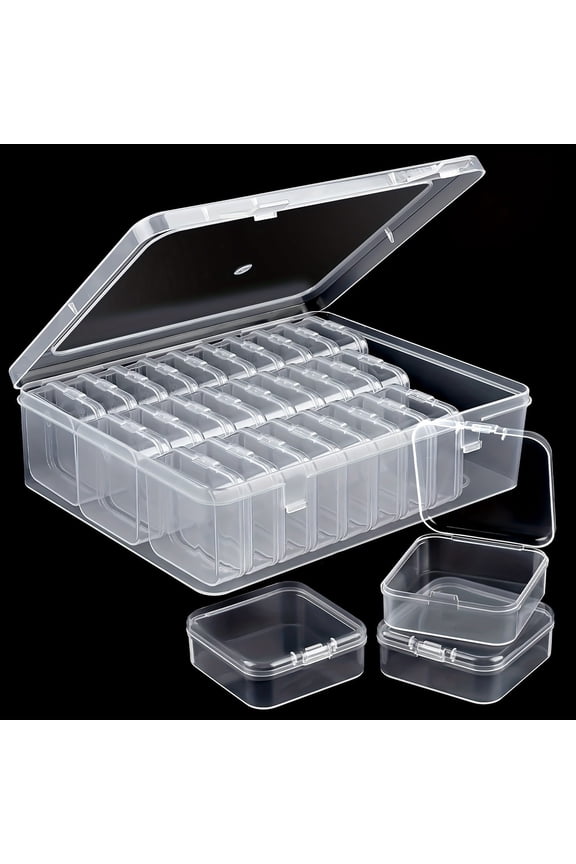 Plastic Storage Box with 30 Compartment Organizer, Clear Small Container with Dividers, Versatile Organizer for Jewelry Craft and Home Small Items