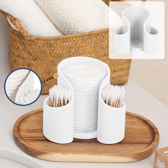 Plastic Storage Box with U-Shaped Slot for Cotton Pads, Swabs, Makeup Sponges, Space Saving Organizer for Bathroom, Vanity, Bedroom