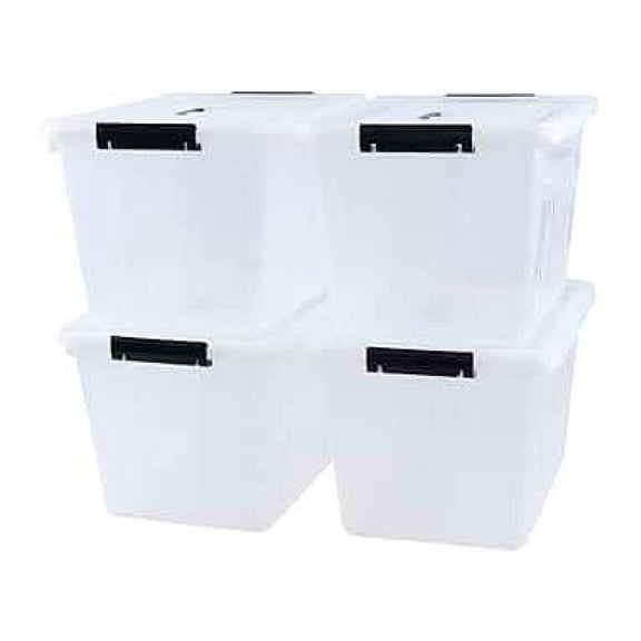 Plastic Storage Boxes 4-Pack - 18 Quart Clear Organizer Bins with Lids, Stackable Container for Clothes, Toys, Books, Home & Kitchen Organization