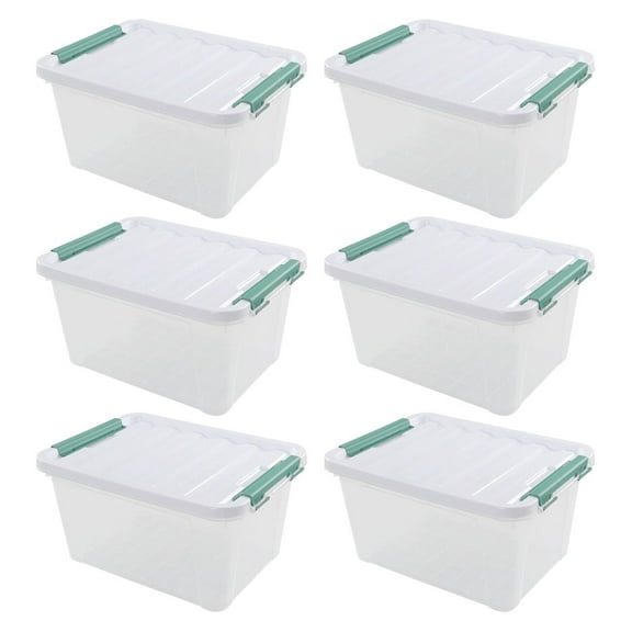 Plastic Storage Boxes 6 Pack, 20 Qt Containers with Lids - Clear Storage Bins for Home, Office, School - Durable Plastic Organizer with Secure Clip-Lock Latches