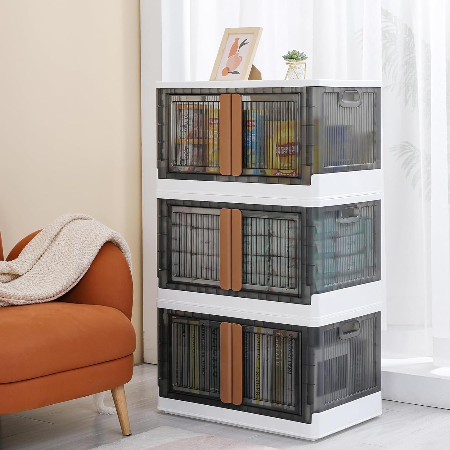 Plastic Storage Boxes with Lids, 19 Gal Large Collapsible Storage Boxes