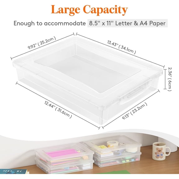 Plastic Storage Boxes with Latching Lids, 2 Pack for A4 Paper, Classroom, , Dog Toys Organization