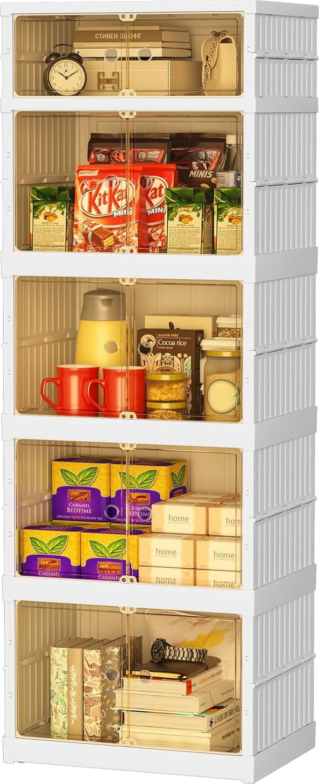 Plastic Storage with Doors, 54 Gal Foldable Kitchen Pantry