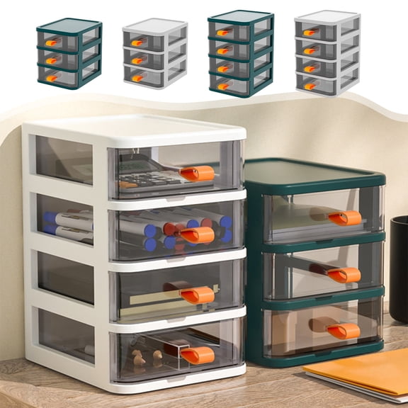 Plastic Storage Cabinet Organizer | Polypropylene Multi-Drawer Box | Compact Desktop Organizer | Heat & Impact Resistant | Clear Drawers | 22.5x17x13.4cm | Green or White | 1 Pack
