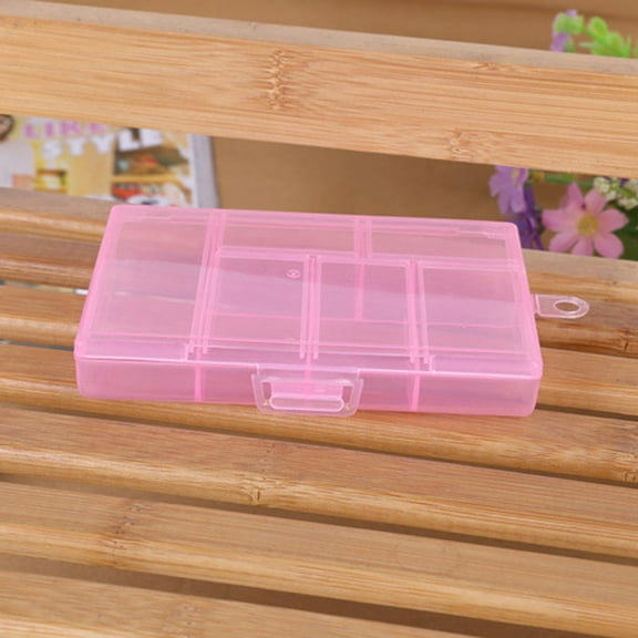 Plastic Storage Case Box Container 6 Grids for Pills Jewelry Nail Art Tips Beads Small Organizer for Home Travel Office Use Mini Compartment Box