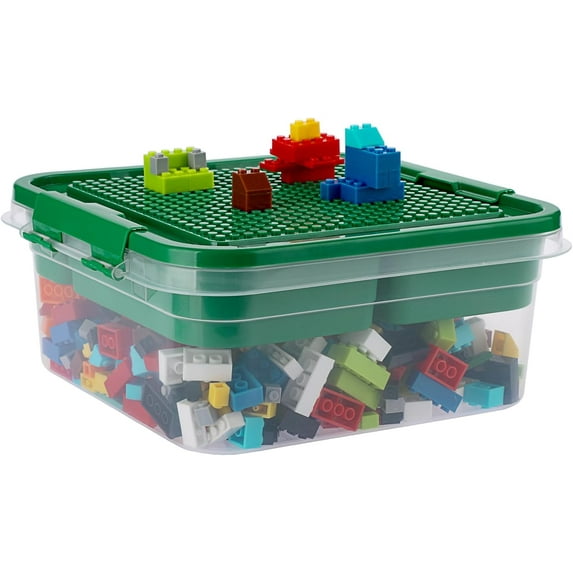 Plastic Storage Container with Bricks Baseplate Lid for Building Blocks ...