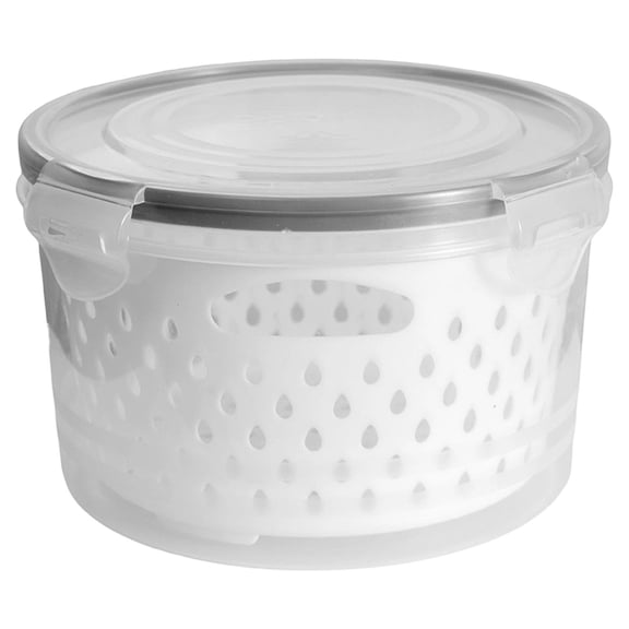 Plastic Storage Container with Drain Basket, Transparent Fridge Food Storage Box, 3 in 1 Soak Wash Drain Vegetable Keeper for Household Kitchen Organization
