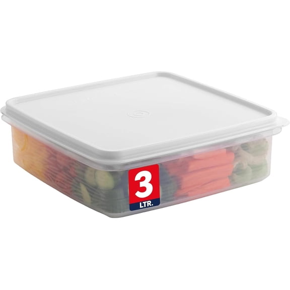 Plastic Storage Container with Lid 3L Airtight, Leakproof, , Stackable, Dishwasher, Microwave & Freezer Safe Ideal for Storage, Meal Prep, Leftovers, Cupcakes